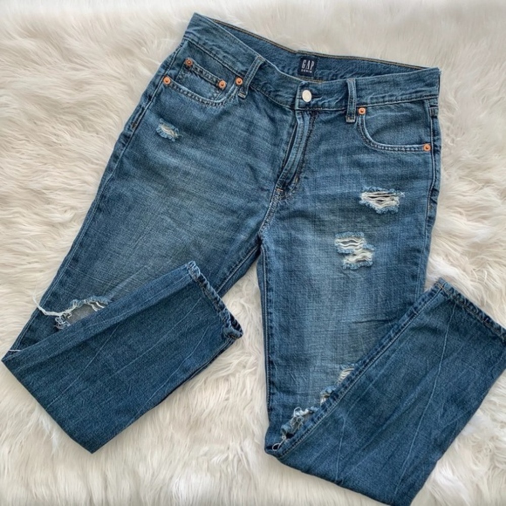 Distressed Gap Best Girlfriend Jeans in Si…